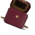 24K Burgundy Lambskin Quilted Mini Vanity Case With Chain GHW - Image 14