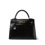 Kelly Sellier 28 Black Box Calfskin Gold Plated (U) Stamp - Image 15