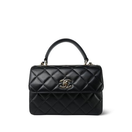 Black Lambskin Quilted Trendy CC Flap Small Light Gold Hardware