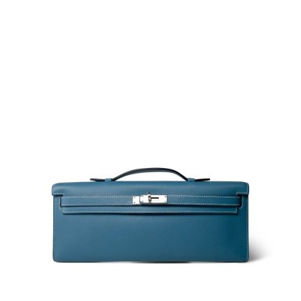Kelly Cut Clutch Swift Blue Jean Palladium Plated [M] Stamp