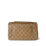 Dark Beige Lambskin Quilted Vintage Classic Flap Medium Gold Hardware - Image 6