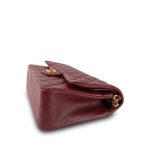 18C Dark Red Glittery Caviar Quilted Jumbo Classic Flap Aged Gold Hardware - Image 4