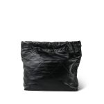 22S Black Calfskin Quilted 22 Hobo Bag Small Aged Gold Hardware - Image 4