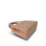 Light Beige Shiny Aged Calfskin Quilted Nano Kelly Shopper Aged Gold Hardware - Image 11