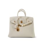 Birkin 25 Craie Veau Togo Gold Plated T Stamp - Image 8