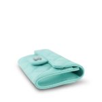24C Turquoise Lambskin Quilted Flap Card Holder - Image 10