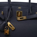 Birkin 30 Bleu Indigo Veau Togo Gold Plated X Stamp - Image 6