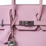 Birkin 25 Rose Sakura Swift Palladium Plated T Stamp - Image 3