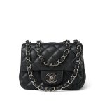 Charcoal Caviar Quilted Mini Square Flap Silver Hardware - Image 10