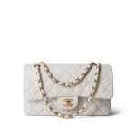 White Lambskin Quilted Classic Flap Medium Gold Hardware - Image 2