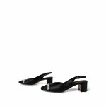 20P Black Lambskin Grosgrain Pearl Cap Toe CC Slingback Pumps Size 39.5 - Image 4