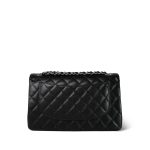Black Jumbo Caviar Quilted Classic Flap Silver Hardware - Image 4