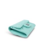 24C Turquoise Lambskin Quilted Flap Card Holder - Image 9