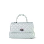 21K Iridescent Light Blue Caviar Quilted Small Coco Handle