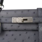 Kelly Sellier 28 Horseshoe (HSS) Gris Agate/Bleu Nuit Ostrich Palladium Plated Y Stamp - Image 15