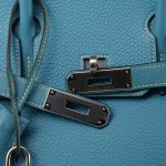 Birkin 30 Bleu Jean Togo Palladium Plated E Square Stamp - Image 5