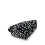24P Black White Sequin Tweed Quilted Nano Kelly Shopper Aged Gold Hardware - Image 7