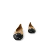 Beige/Black Lambskin Cap Toe CC Ballerina Flats Size 41.5 - Image 3