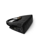 24P Black Shiny Aged Calfskin Nano Kelly Shopper Aged Gold Hardware - Image 9