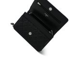 Black Caviar Quilted Crystal CC Wallet on Chain WOC LGHW - Image 14