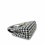 24A Black and White Houndstooth Tweed Quilted Nano Kelly Shopper Aged Gold Hardware - Image 7