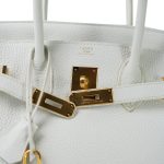 Birkin 30 White Clemence Gold Plated N Square Stamp - Image 17