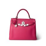 Kelly 28 Rose Tyrien (Candy Color) Epsom Palladium Hardware [O] Stamp - Image 11