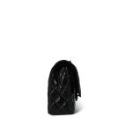 So Black Shiny Crumpled Calfskin Quilted Medium Classic Flap - Image 8