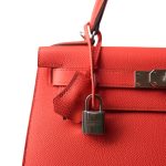 Kelly 28 Rose Texas Veau Epsom Leather Palladium Plated Y Stamp - Image 2