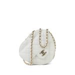 22S White Lambskin Quilted Heart Bag Large LGHW - Image 3