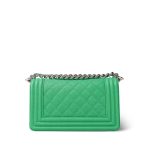 Green Caviar Quilted Boy Bag Small Silver Hardware - Image 3
