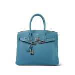 Birkin 30 Bleu Jean Togo Palladium Plated E Square Stamp - Image 3