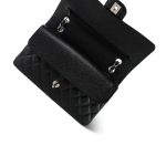 Black Caviar Quilted Classic Flap Medium Silver Hardware - Image 13