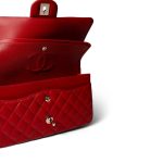 20S Red Lambskin Quilted Classic Flap Medium LGHW - Image 12