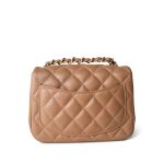 18S Beige Caviar Quilted Mini Square Flap Light Gold Hardware - Image 3