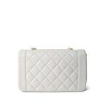White Lambskin Quilted Diana Flap Medium Gold Hardware - Image 3