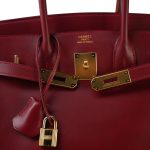 Birkin 30 Rouge Box Calfskin Gold Plated F Square Stamp - Image 7