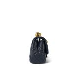 Navy Pearl Crush Mini Square Flap Aged Gold Hardware - Image 5