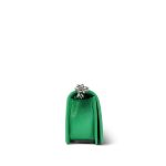Green Caviar Quilted Boy Bag Small Silver Hardware - Image 4