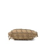 Beige Suede Chain Frame Shopping Tote Light Gold Hardware - Image 5