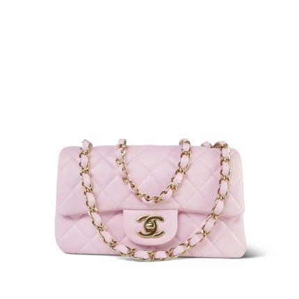 24S Lambskin Quilted Mini Rectangular Flap Light Gold Hardware