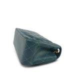 Dark Green Lambskin Quilted Mini Square Flap LGHW - Image 10