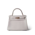 Kelly 28 Gris Perle Veau Evercolor Gold Plated D Stamp