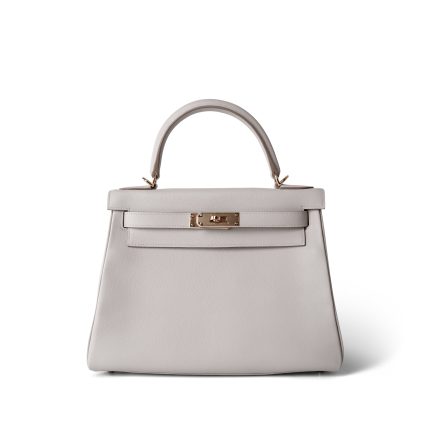 Kelly 28 Gris Perle Veau Evercolor Gold Plated D Stamp