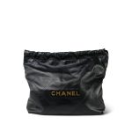 Black Calfskin Quilted 22 Hobo Bag Medium Aged Gold Hardware