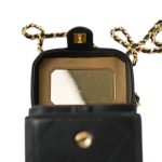 23A Black Lambskin Quilted Mini Vanity Case With Chain GHW - Image 12