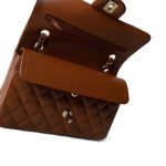 23A Brown/Cognac Caviar Quilted Classic Flap Small Light Gold Hardware - Image 10