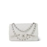21S White Caviar Quilted Jumbo Classic Flap Silver Hardware - Image 10