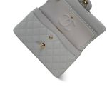 21A Grey Caviar Quilted Classic Flap Small Light Gold Hardware - Image 11