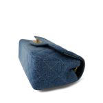 24S Blue Denim Quilted Mini Rectangular Flap Aged Gold Hardware - Image 4